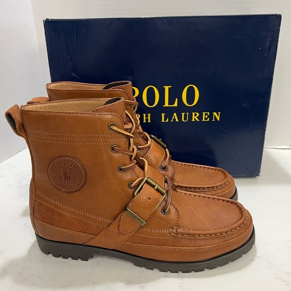 Polo by Ralph Lauren Tan Moc-Toe Boots Durable Sole - Picture 1 of 14